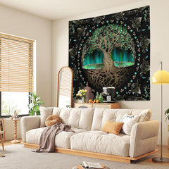 Lofaris Aurora Green Nature Tree Of Life Mandala Tapestry