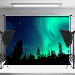 Lofaris Aurora Light Star Night Black Forest Photo Backdrop