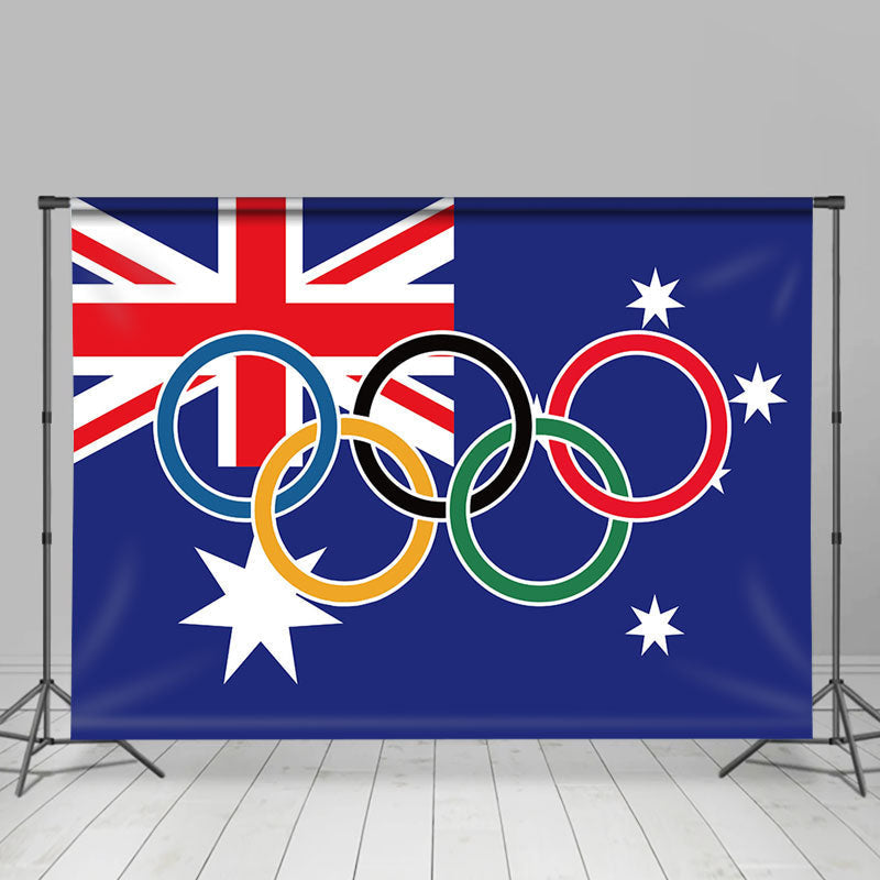Lofaris Australia Flag Olympic Rings Sports Party Backdrop