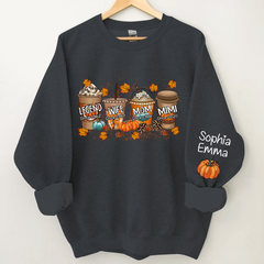 Lofaris Legend Wife Mom Grandma Fall Coffee And Grandkids CTH01 Sweatshirt