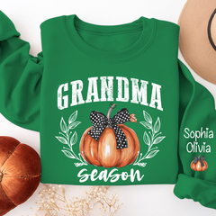 Lofaris Autumn Pumpkin Bow Tie Grandma Custom Sweatshirt