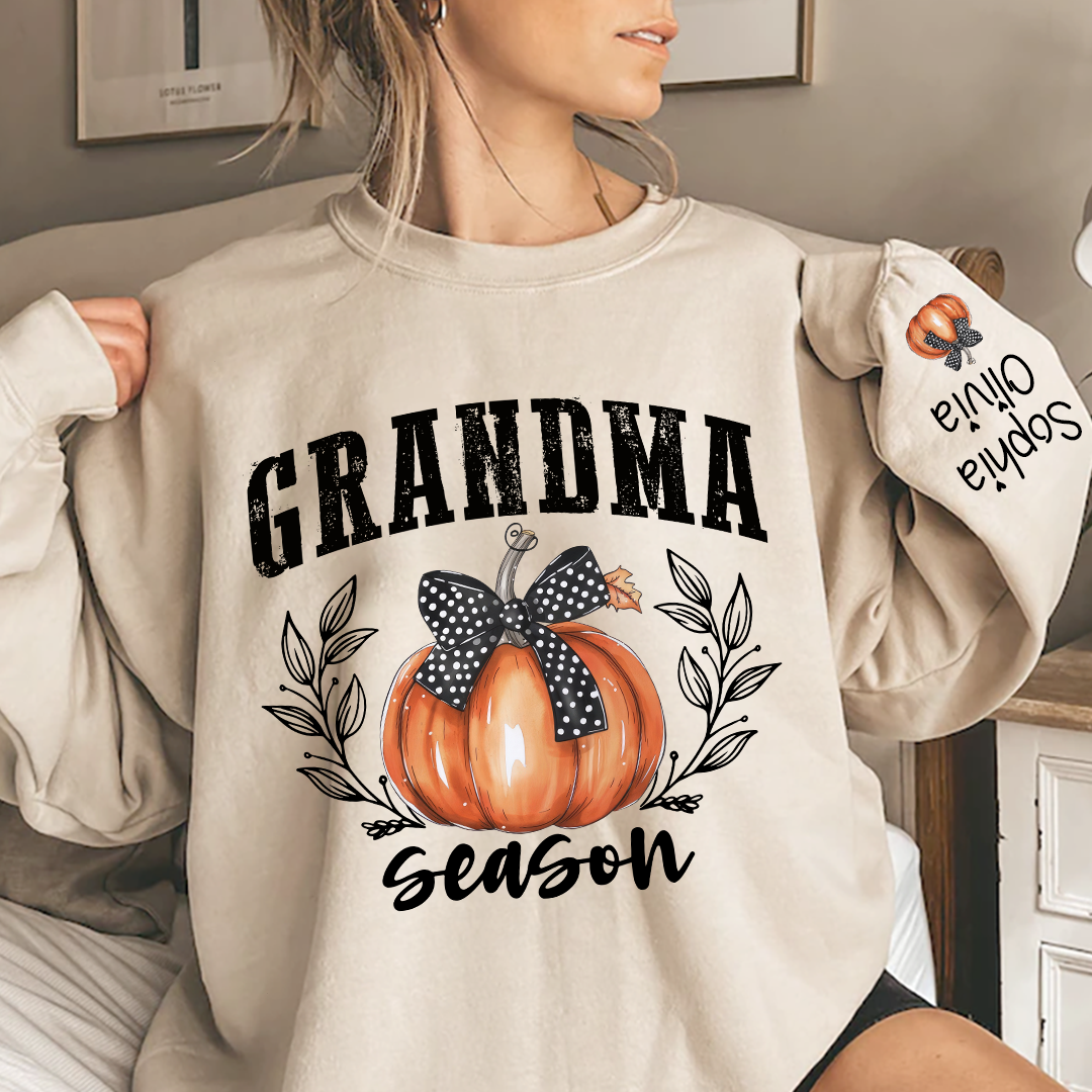 Lofaris Autumn Pumpkin Bow Tie Grandma Custom Sweatshirt