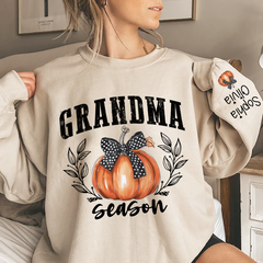 Lofaris Autumn Pumpkin Bow Tie Grandma Custom Sweatshirt