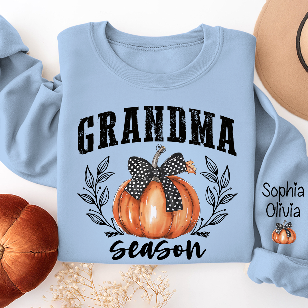 Lofaris Autumn Pumpkin Bow Tie Grandma Custom Sweatshirt