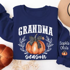 Lofaris Autumn Pumpkin Bow Tie Grandma Custom Sweatshirt