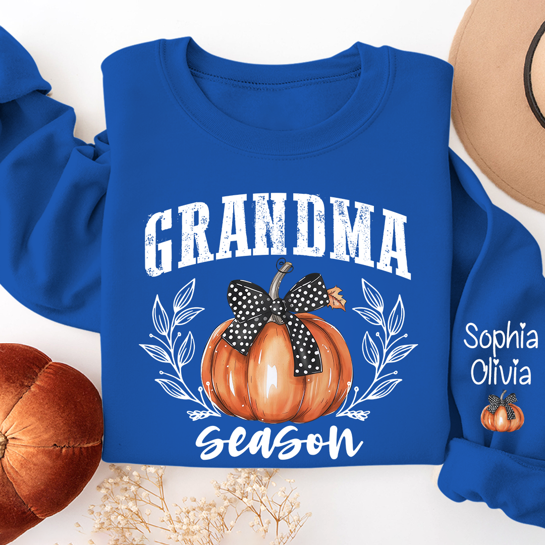 Lofaris Autumn Pumpkin Bow Tie Grandma Custom Sweatshirt