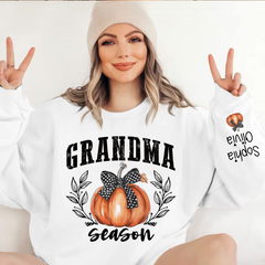 Lofaris Autumn Pumpkin Bow Tie Grandma Custom Sweatshirt