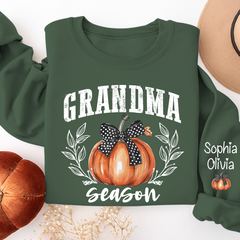 Lofaris Autumn Pumpkin Bow Tie Grandma Custom Sweatshirt