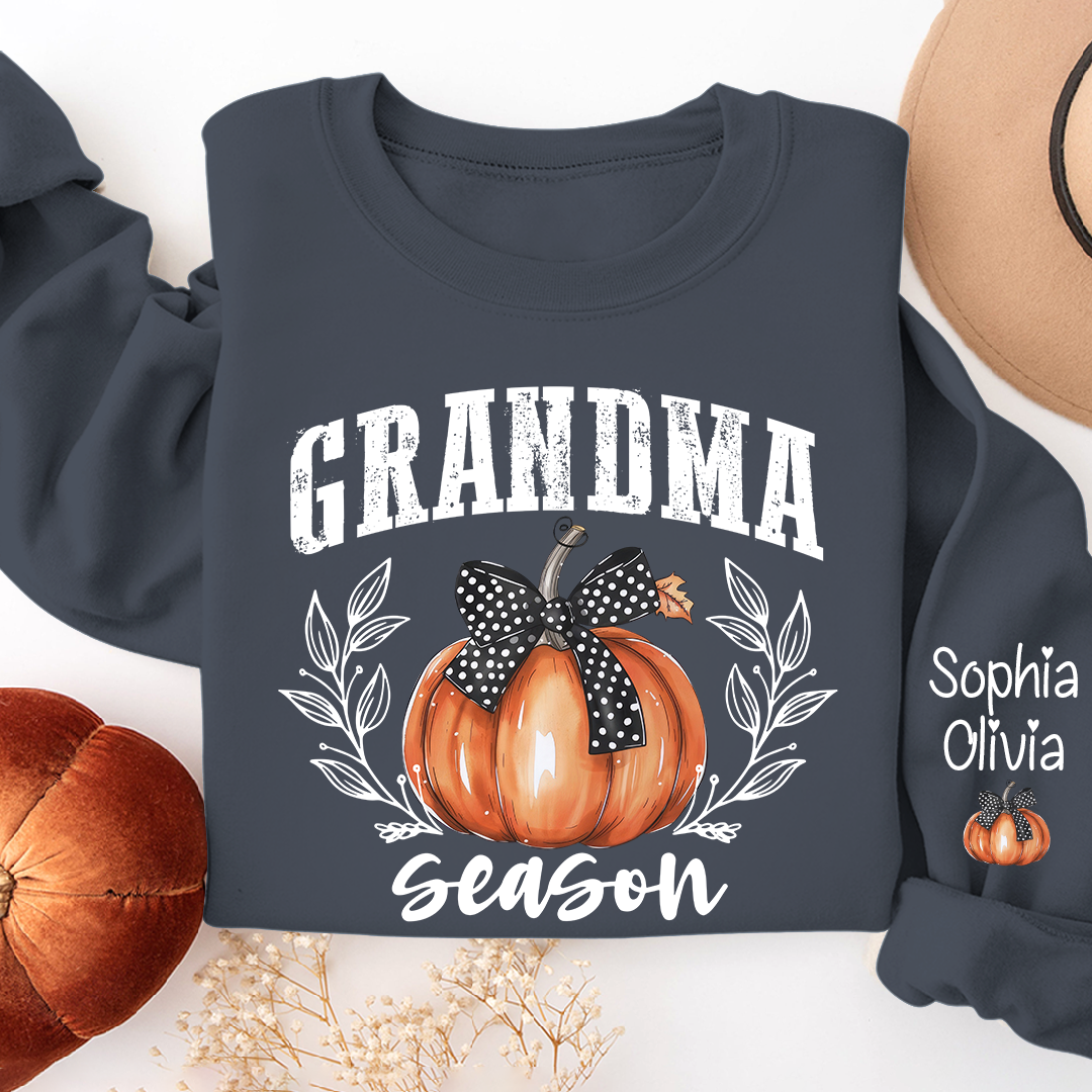 Lofaris Autumn Pumpkin Bow Tie Grandma Custom Sweatshirt