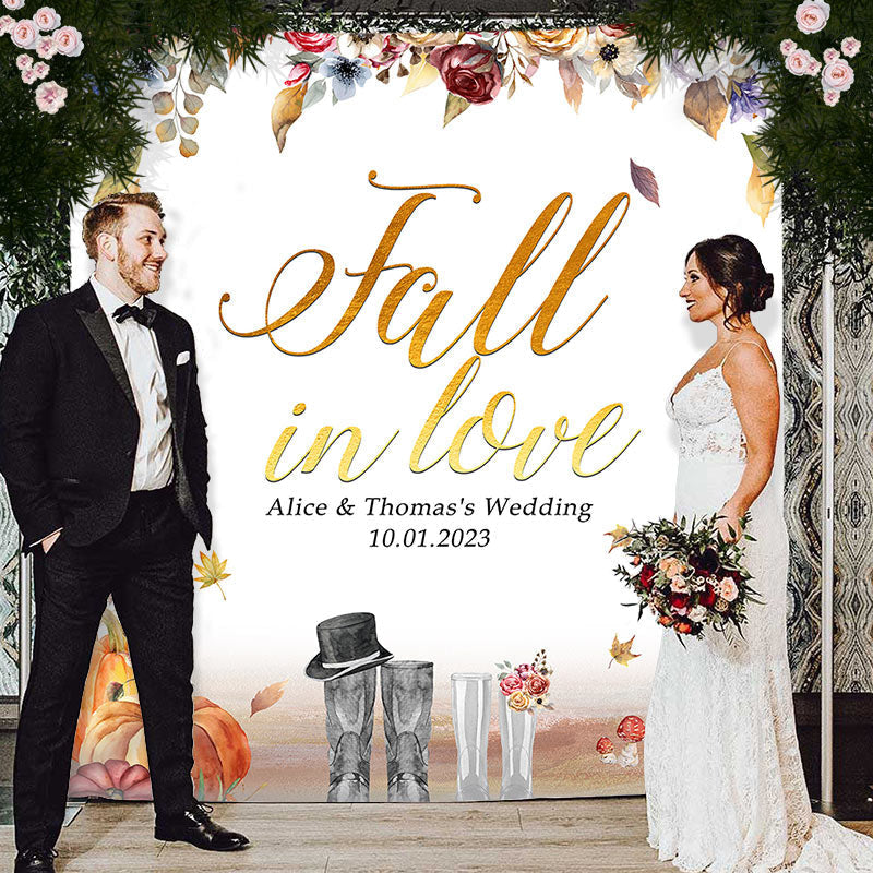 Lofaris Autumn Pumpkin Flowers Fall In Love Wedding Backdrop