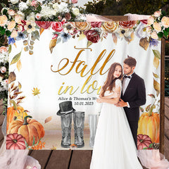 Lofaris Autumn Pumpkin Flowers Fall In Love Wedding Backdrop