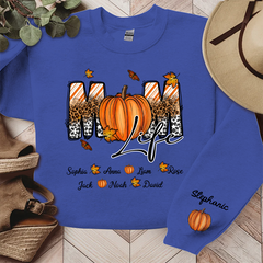 Lofaris Autumn Pumpkin Leopard Mom Life Custom Sweatshirt