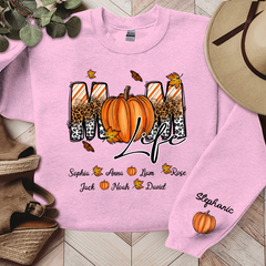 Lofaris Autumn Pumpkin Leopard Mom Life Custom Sweatshirt
