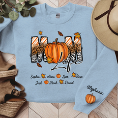 Lofaris Autumn Pumpkin Leopard Mom Life Custom Sweatshirt