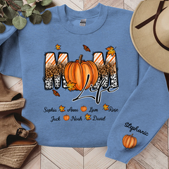 Lofaris Autumn Pumpkin Leopard Mom Life Custom Sweatshirt