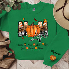 Lofaris Autumn Pumpkin Leopard Mom Life Custom Sweatshirt