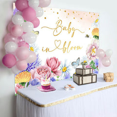 Lofaris Baby In Bloom Floral Butterfly Shower Backdrop