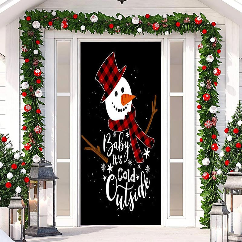 Lofaris Baby Its Cold Outside Snowman Christmas Door Cover