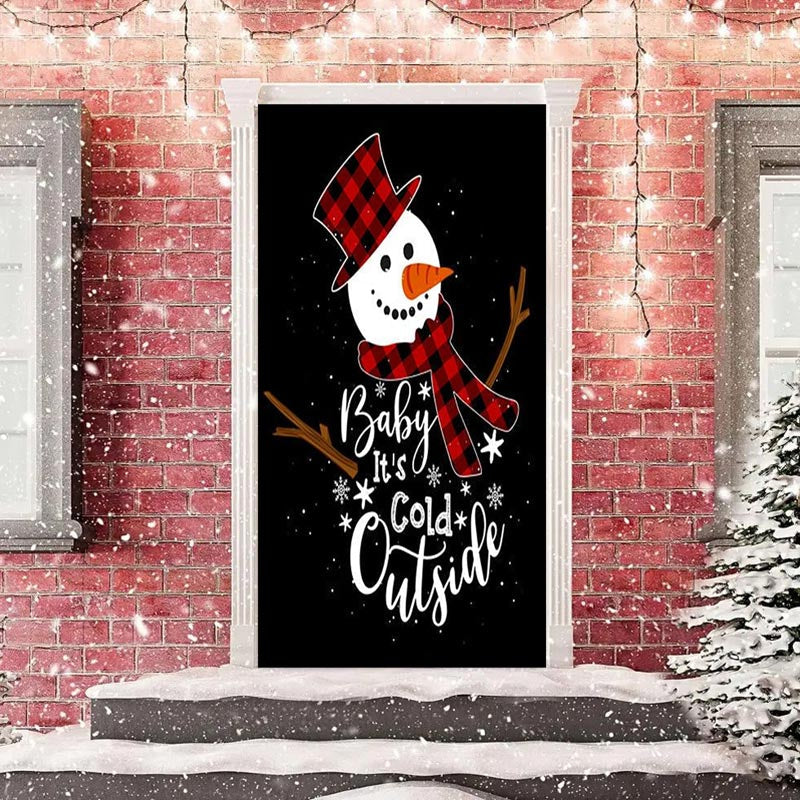 Lofaris Baby Its Cold Outside Snowman Christmas Door Cover