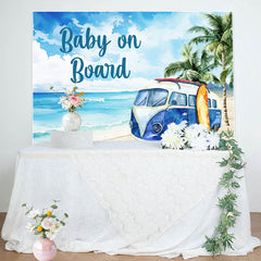 Lofaris Baby on Board Seaside Coconut Tree Shower Backdrop