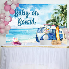 Lofaris Baby on Board Seaside Coconut Tree Shower Backdrop