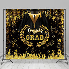 Lofaris Bachelor Gown Gold Black Flag Graduation Backdrop