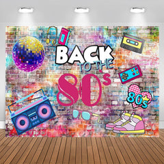 Lofaris Back To The 80S Paint Brick Wall Birthday Backdrop