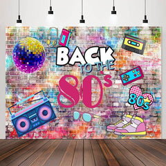 Lofaris Back To The 80S Paint Brick Wall Birthday Backdrop