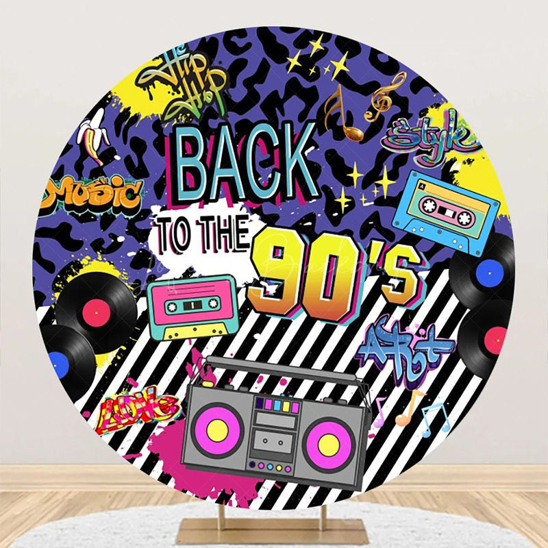 Lofaris Back To The 90s Disco Musical Round Party Backdrop