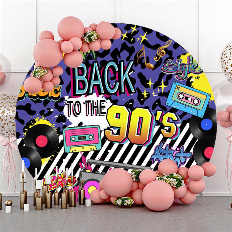 Lofaris Back To The 90s Hip Hop Stripes Round Dance Backdrop
