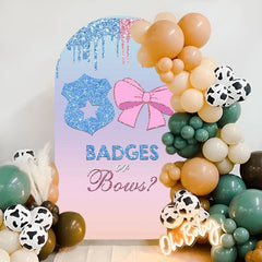 Lofaris Badges Or Bows Gender Reveal Double Sided Arch Backdrop