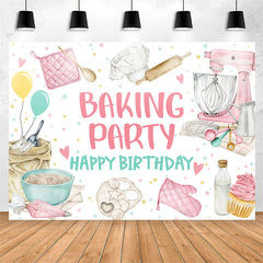 Lofaris Baking Party Pink Happy Birthday Backdrop For Girl