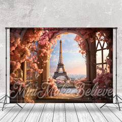 Lofaris Balcony Eiffel Tower Floral Photo Spring Backdrop