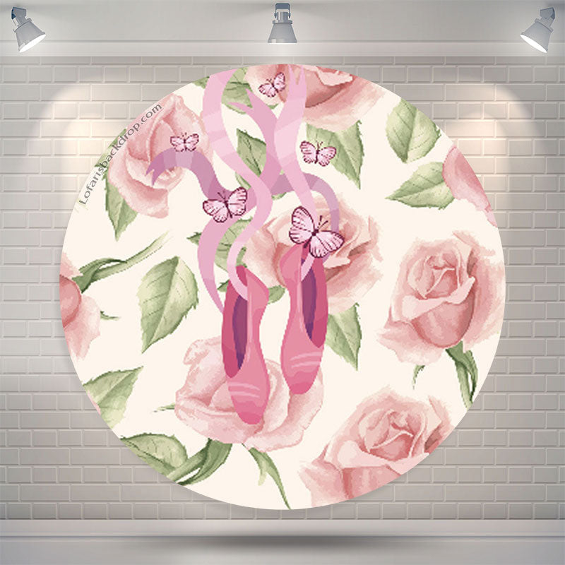 Lofaris Ballerina Party Floral Round Backdrop For Girls