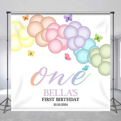 Lofaris Balloon Bautterfly Custom Girl 1st Birthday Backdrop