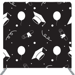 Lofaris Balloon Caps Black And White Graduation Backdrop