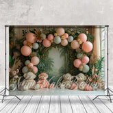 Lofaris Balloon Greenery Bear Birthday Cake Smash Backdrop