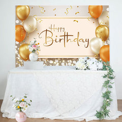 Lofaris Balloons Gold Ribbons Dots Bokeh Birthday Backdrop