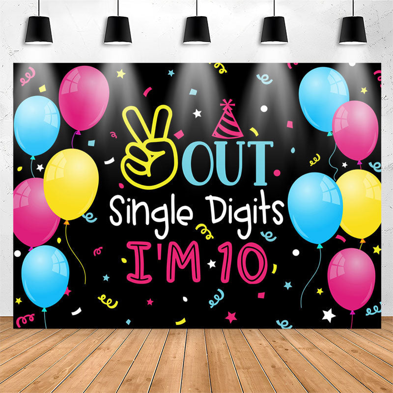 Lofaris Balloons Out Single Digits 10th Birthday Backdrop