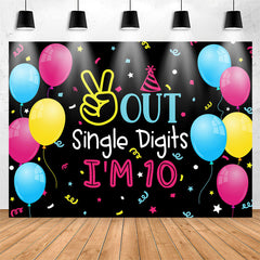 Lofaris Balloons Out Single Digits 10th Birthday Backdrop