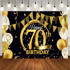 Lofaris Balloons Stars Glitter Black 70th Birthday Backdrop