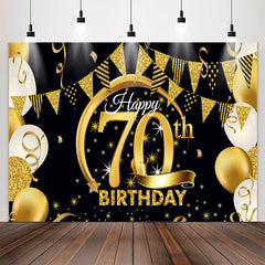 Lofaris Balloons Stars Glitter Black 70th Birthday Backdrop