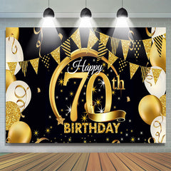 Lofaris Balloons Stars Glitter Black 70th Birthday Backdrop