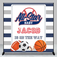 Lofaris Balls All Star Stripe Custom Baby Shower Backdrop