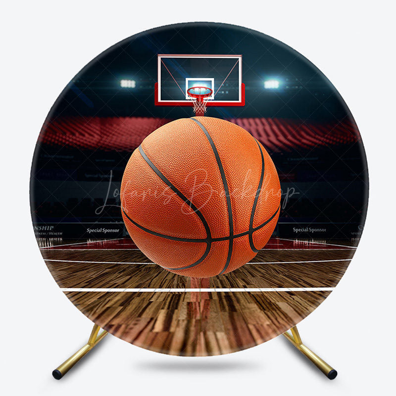 Lofaris Basketball Field Sports Round Happy Birthday Backdrop