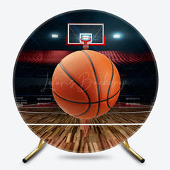 Lofaris Basketball Field Sports Round Happy Birthday Backdrop