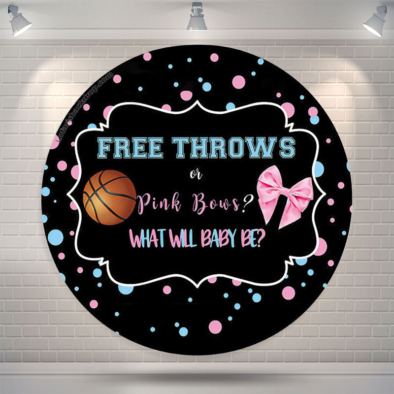 Lofaris Basketball Or Pink Bow Round Gender Reveal Backdrop