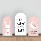 Lofaris Be Happy Pink White Rabbit Moon Arch Backdrop Kit