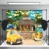 Lofaris Beach Bar Holiday Yellow Car Tree Summer Backdrop