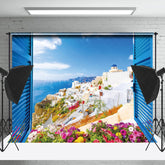 Lofaris Beach Floral Window Scenery Spring Photo Backdrop